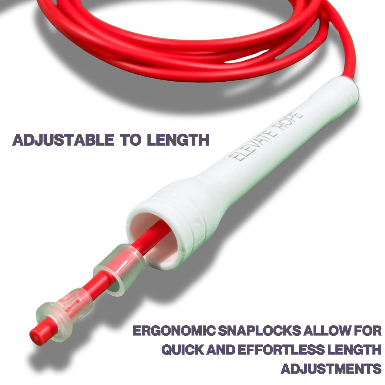 Elevate Rope Skipping MAX (BLOOD) - Cuerda de saltar de PVC resistente con núcleo de nailon (5 mm de grosor, para niños y adultos, longitud máxima de 3 m, asas fuertes, 1 blanco, 1 rojo)