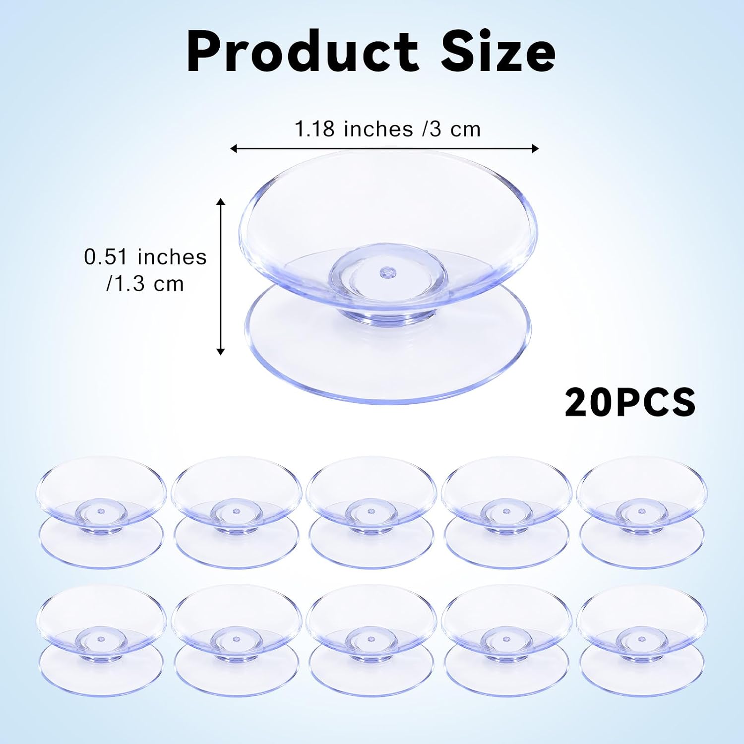 WLLHYF 20 Pcs 1.2 Inch Double Sided Suction Cups, Clear PVC Plastic Sucker