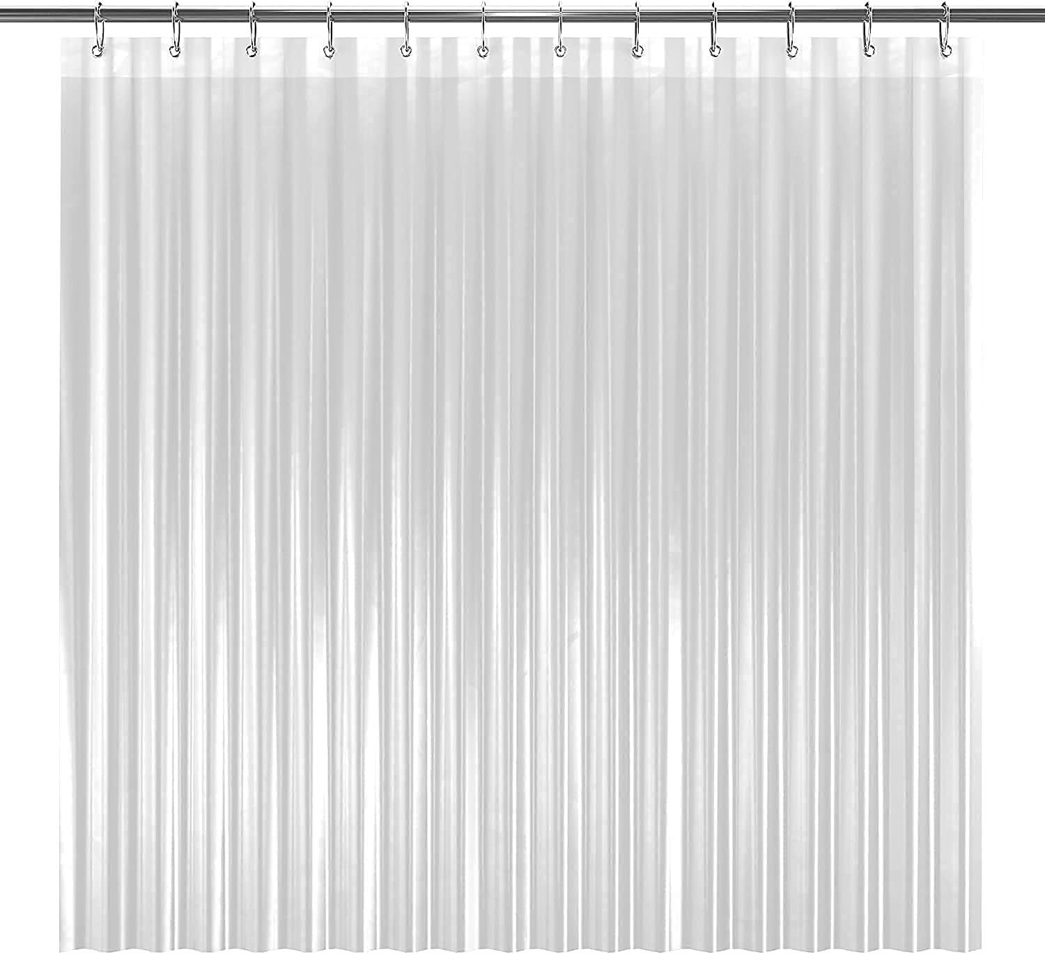LiBa - Cortina de Ducha Transparente (183 x 213 cm, PEVA, con Peso Inferior, Calibre 8, antimoho, más Larga Que la Cortina de Ducha, Cortina de Ducha