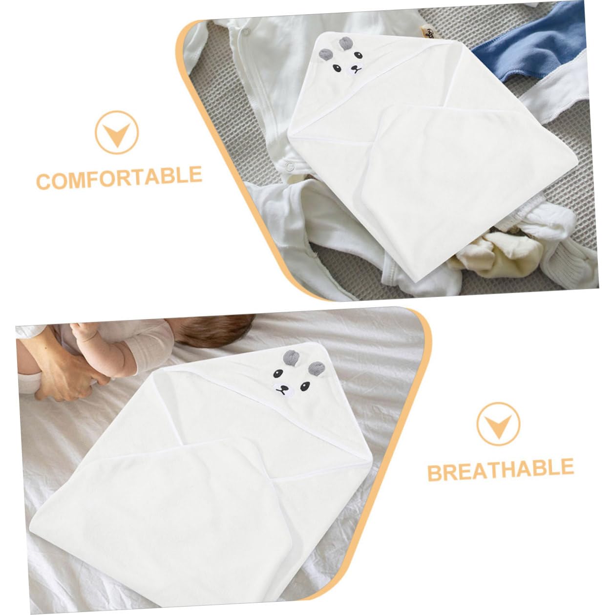 Toalla con Capucha para Niño de Coral Polar, 2 Piezas en Color Claro, Suave y Transpirable, Adecuada para Baño en Playa o Piscina para Niños Pequeños