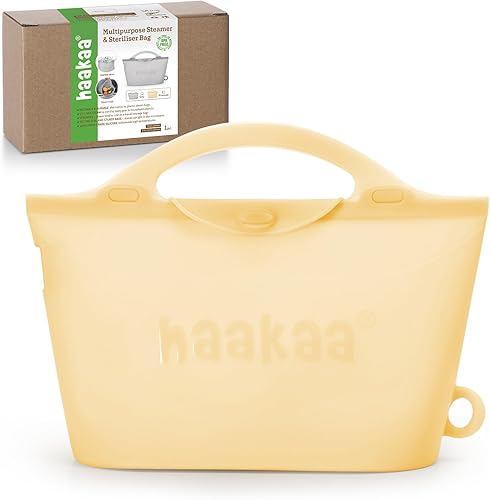 Haakaa Bolsa de silicona para vaporizador y esterilizador para microondas, 70 onzas, gran capacidad, reutilizables, bolsas de vapor para biberones,