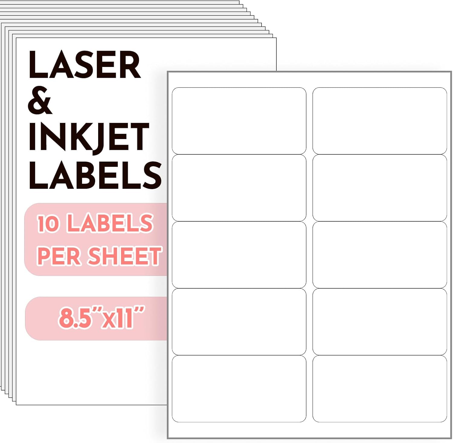 2" x 4" Shipping Labels, Address Labels, Mailing Stickers Compatible for Laser/Inkjet Printers - Matte White, 10 Up per Sheet, 40 Sheets