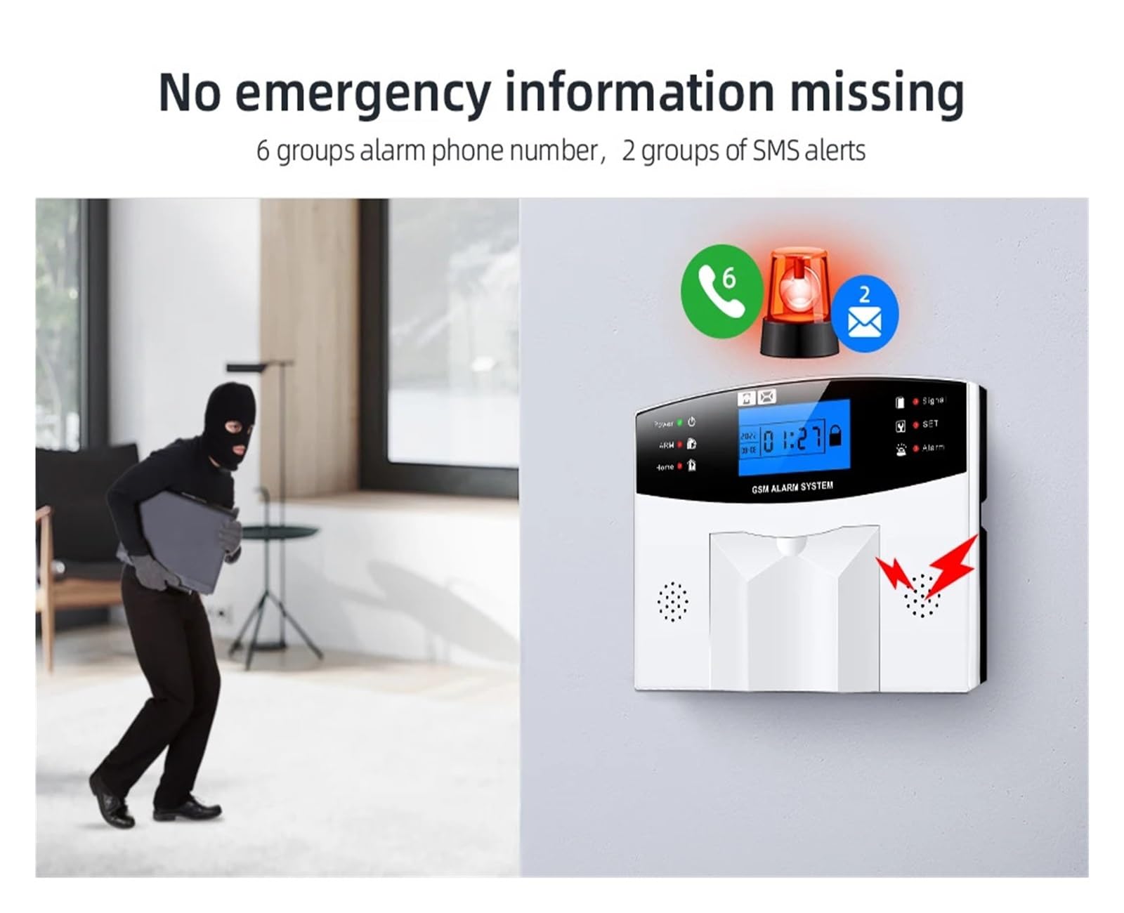 Systemy Alarmowe Domu Tuya Wifi Bezprzewodowe Bezpieczeństwo W Domu System Alarmowy GSM Pilot Automatyczne Wybieranie Czujnik Drzwi PIR Syreny(Kit N)