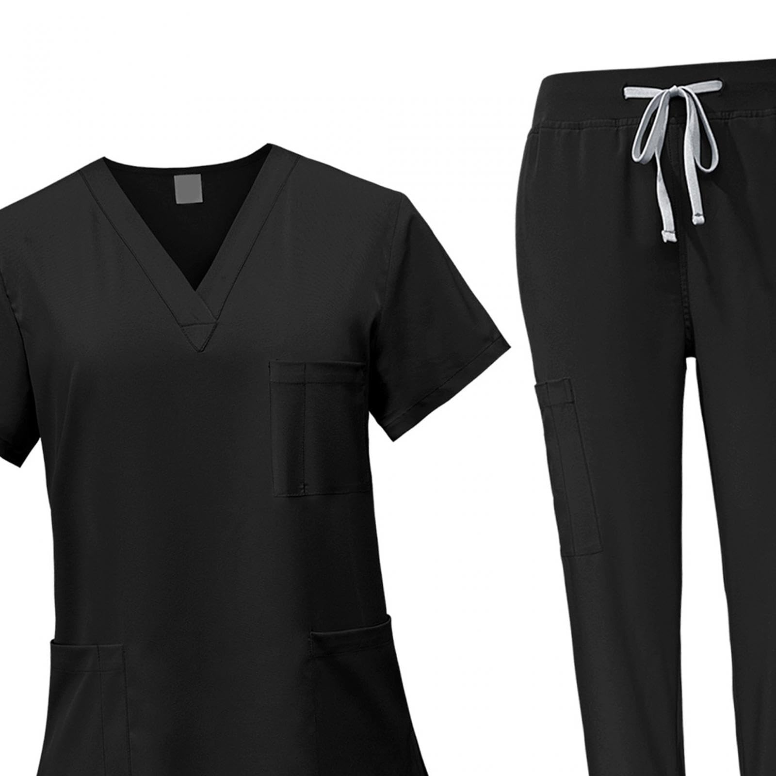 Harilla Medizinische Uniform Damen, Frauen Medizinische Arbeitskleidung Set Waschbar, Krankenschwester Kurzarm Oberteil mit Hose für Krankenpflege, Krankenhaus, Beauty Salon, Klinik und Altenpflege