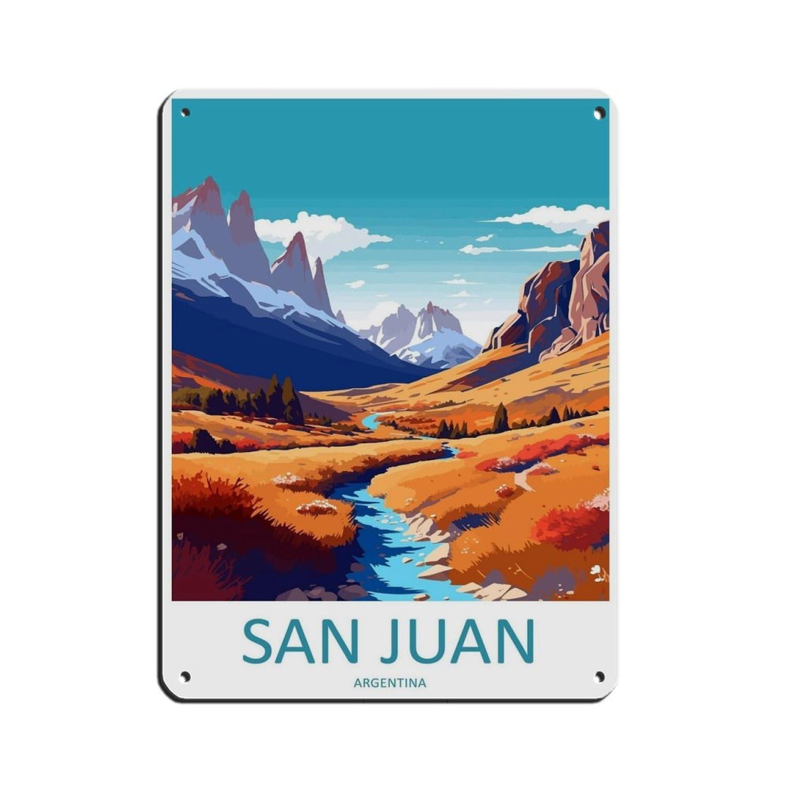 San Juan Travel Art Argentina Art Lover Gift Tin Sign Vintage Metal Pub Club Cafe Bar Home Wall Art Decoration Poster Retro 12x16inch(30x40cm)