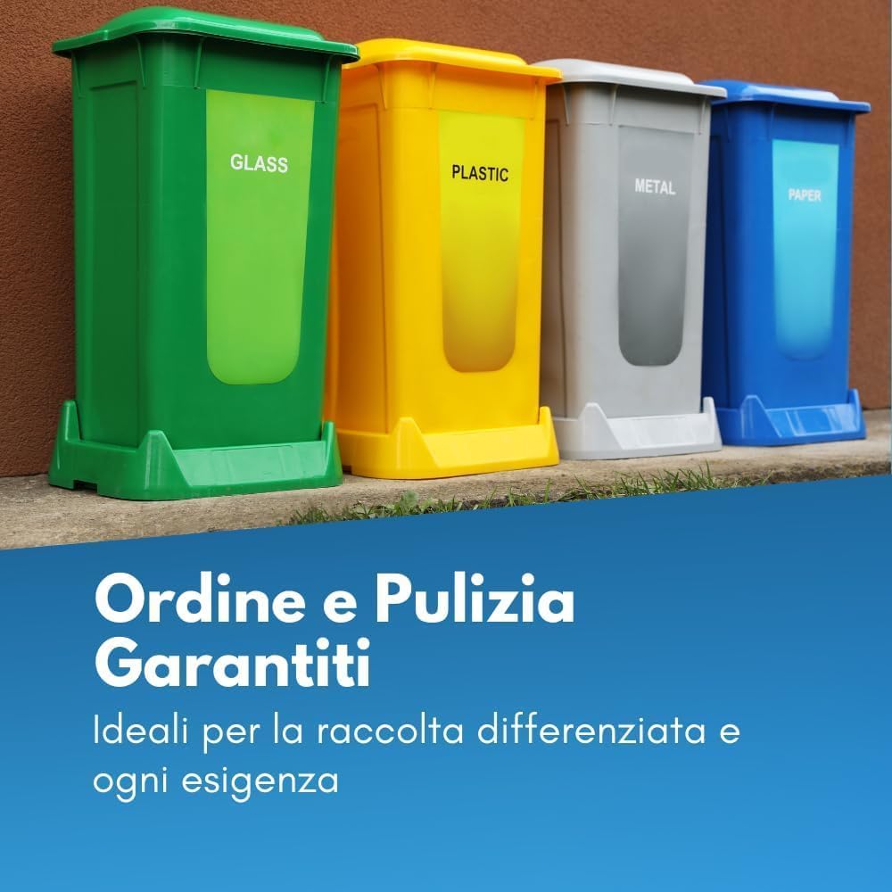 GM 120 Sacchi Spazzatura 70x110 cm, Colore NERO, Capacità 110 Litri, Media Resistenza, Antigoccia, Sacchetti per Raccolta Indifferenziata, Fatti in plastica LDPE Made in Italy, 6 Rotoli da 20 Pezzi