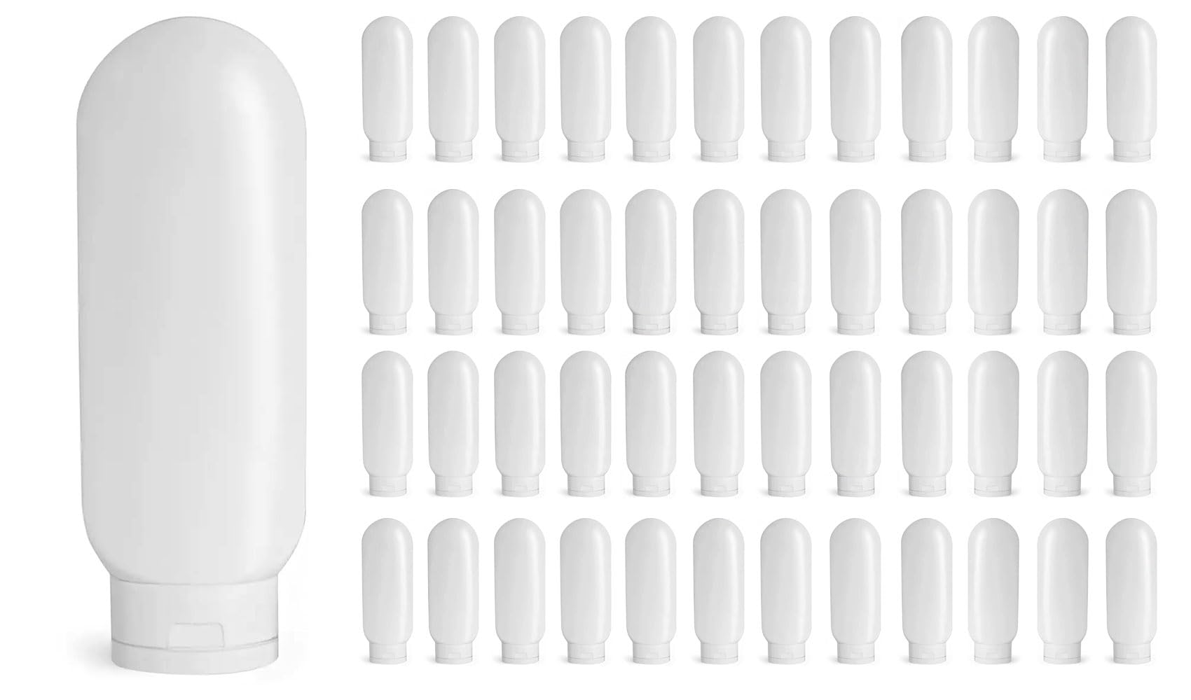 48 Count 6 oz White Plastic Tube Bottles with Snap Caps, Empty Refillable Cosmetic Tube Containers, White HDPE Tottles for Facial Cleanser, Shower Gel, Sunscreen, Lotion, Cream, Shampoo, Toiletries