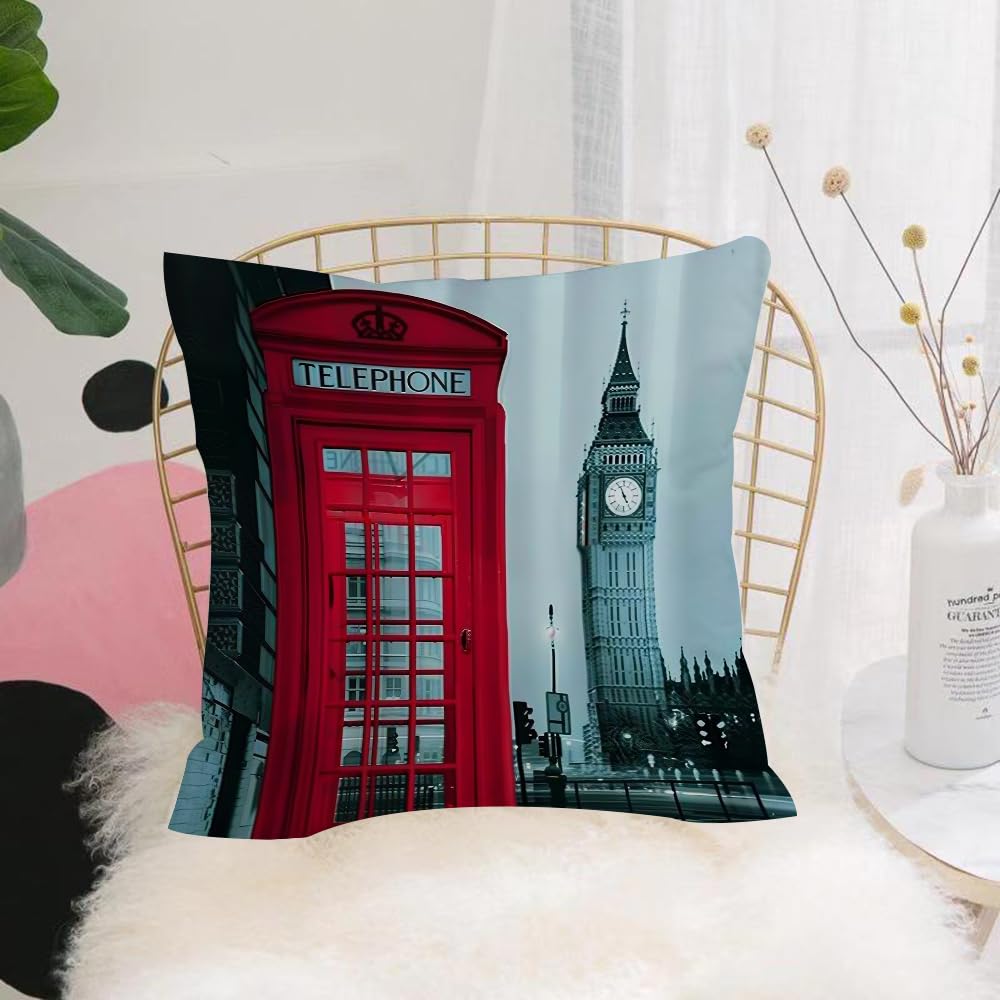 HYMSXW Cushion Cover,Throw Pillow Case Home Decorative for Living Room Bedroom Sofa Chair 20X20 Inch,England, London, Big Ben, print, British landmark,Pillowcase 50X50cm