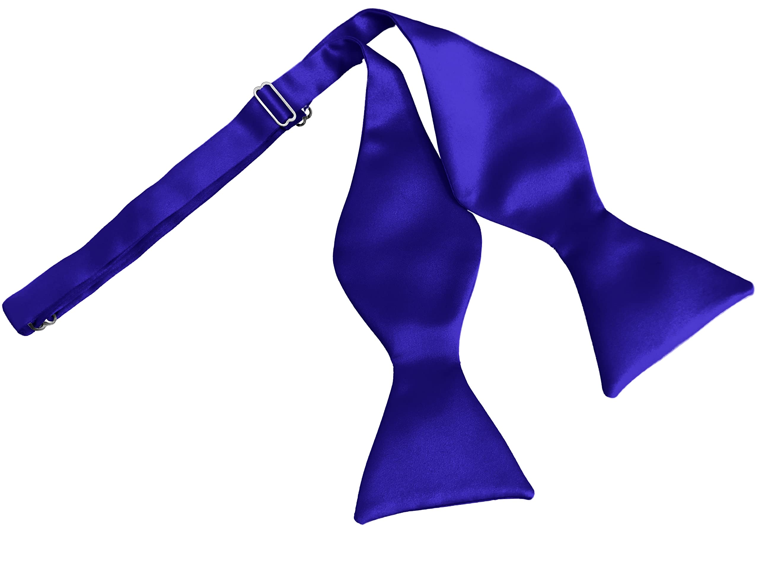 Great British Tie Club Men's Royal Blue Italian Satin Self-Tie Bow Ties (Royal Blue)