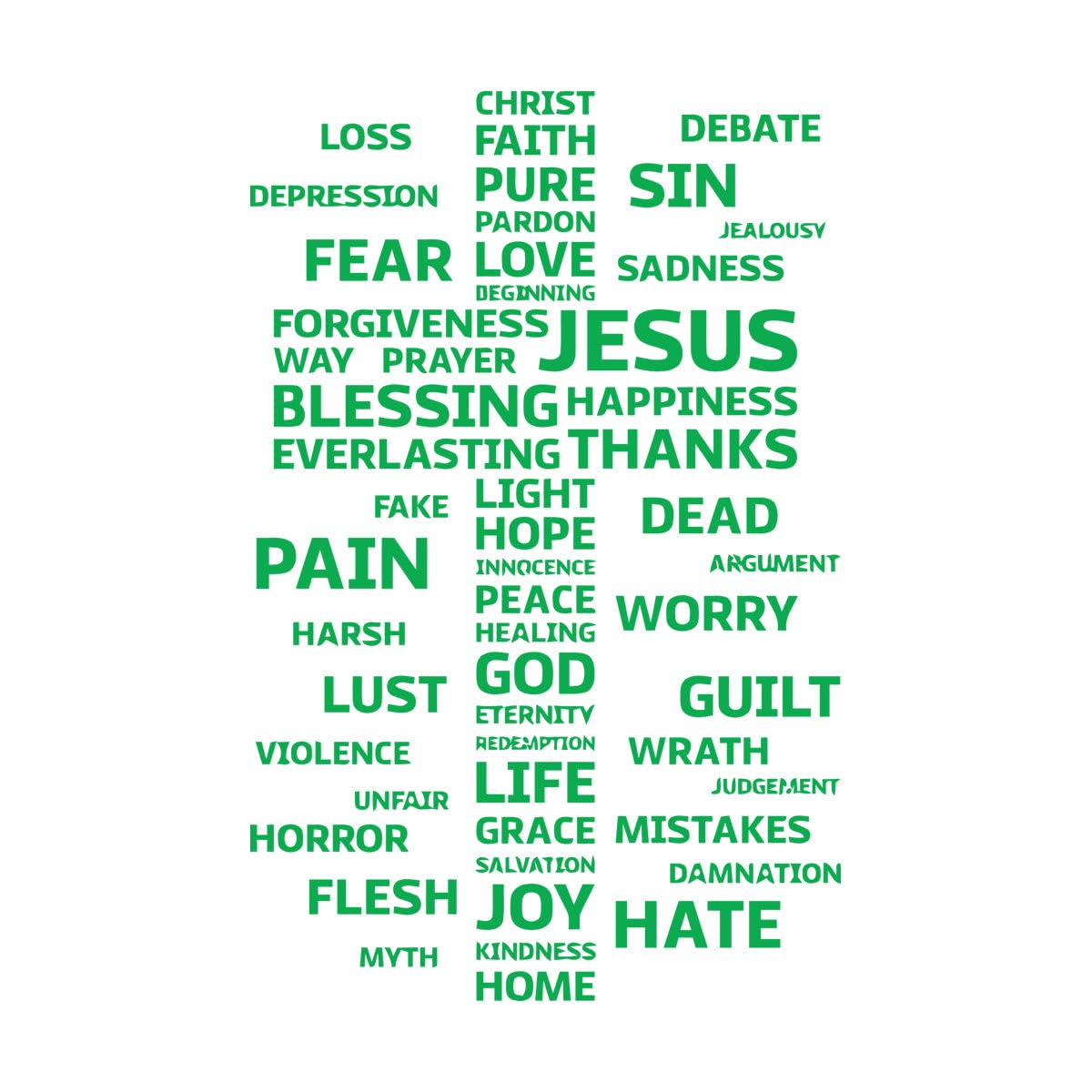 Vinyl Wall Stickers Cross Religion Jesus Blessing Prayer Words 32x49.5cm It Won't Fall Off Small Green — image 1