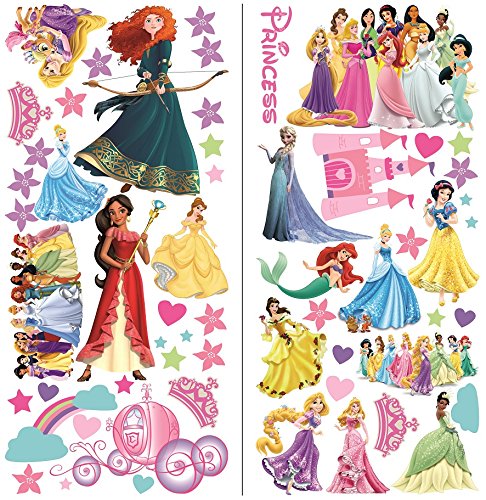 Princesas Disney Pegatinas de pared para el dormitorio Niños y niñas Mural Tatuajes de pared 70 cm x 35 cm x 2