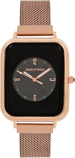 Joker & Witch Utopia 35mm Black Dial 18mm Rose Gold Steel Mesh Watch for Women Price In India