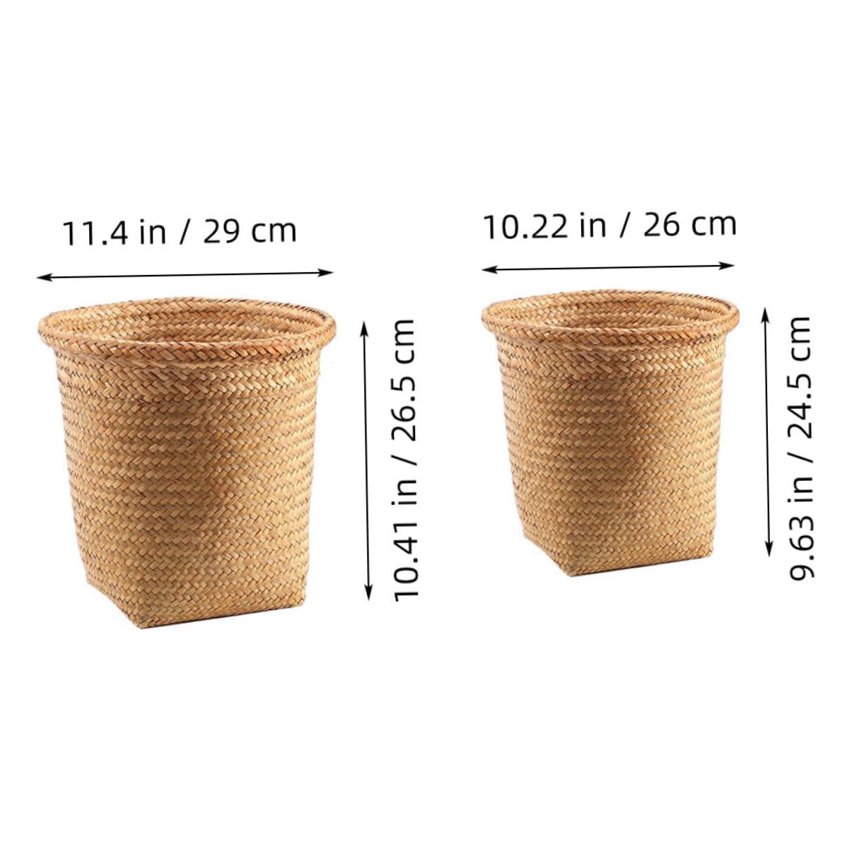 Corbeille à Papier Tressée Décorative 2 Pièces en Rotin