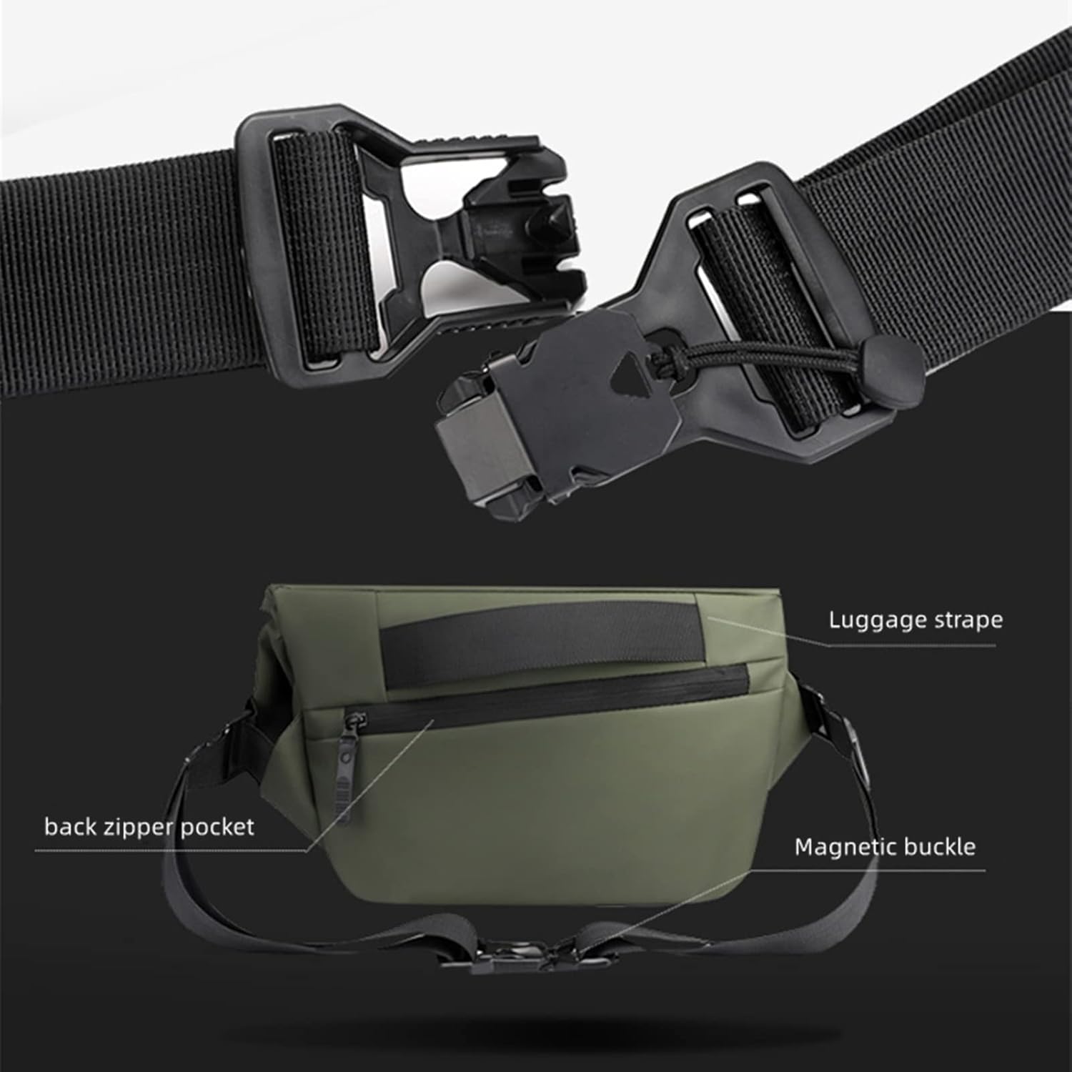 Aoakva Sling Bag for Men Women Motorcycle Crossbody Backpack Waterproof Shoulder Chest Bag Purse Travel Cycling Hiking Anti-Theft (Black)