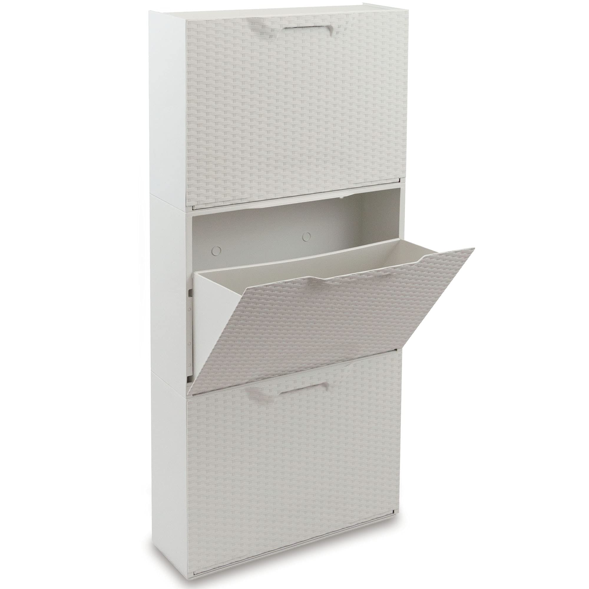 Art Plast U50/FRW Scarpiera in plastica, Effetto Rattan, Bianco