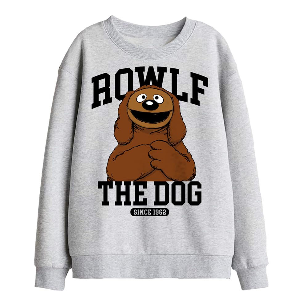 Muppets Disney The Rowlf The Dog Collegic Kids Sweatshirt, Athletic Heather, 5-6Y