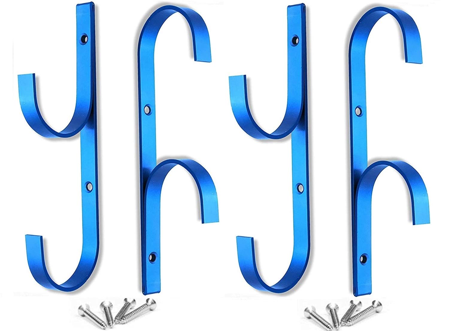 Flowerbeauty Pool Pole Hanger Premium Aluminium Holder Set, Ideal Hooks for Telescopic Poles, Skimmers, Leaf Rakes, Nets, Brushes, Vacuum Hose, Garden Tools and Swimming Pool Accessories (4, Blue)-image-8