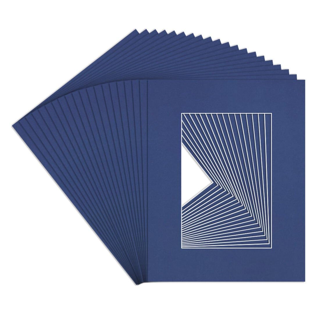 Procut Global 9x7" Blue Picture Mounts to Fit 6x4" Aperture - Precision Cut Cardboard Photo Mount - Ideal for Frames, Prints, Artwork & Certificates - Sizes & Colours Available - 20 Pack