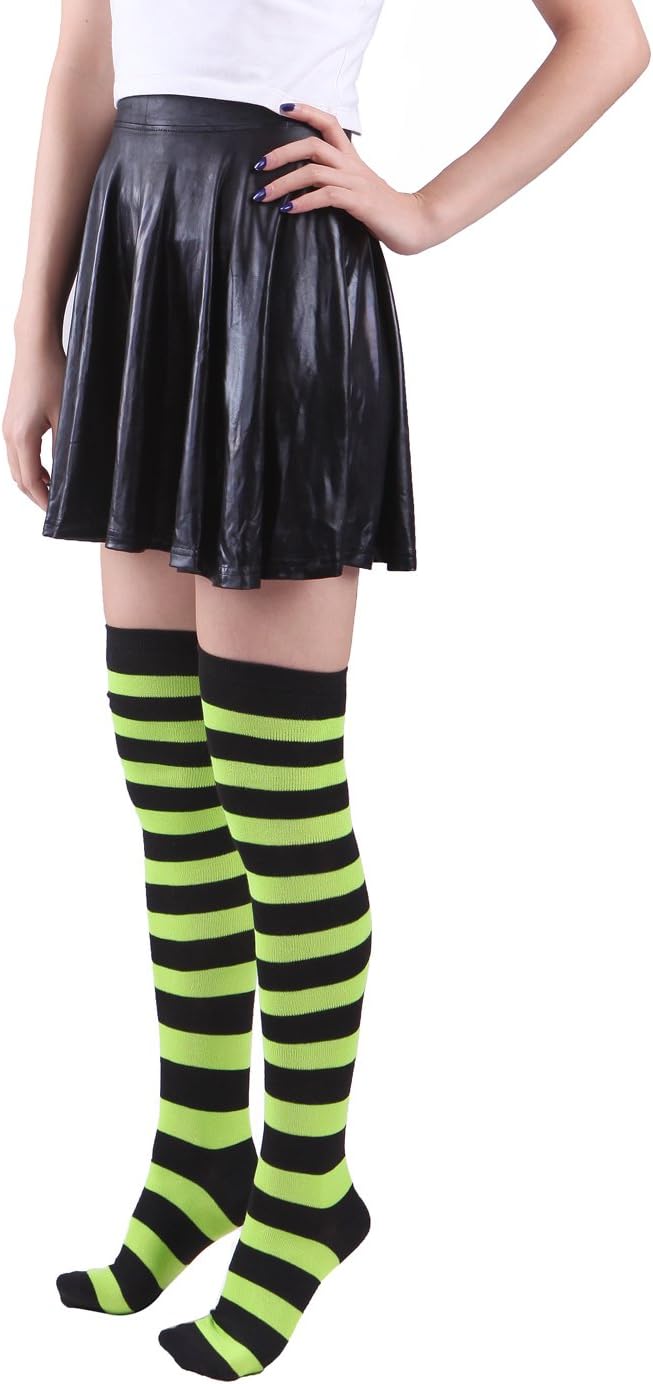 HDE Women's Extra Long Striped Socks Over Knee High Opaque Stockings - Image 3
