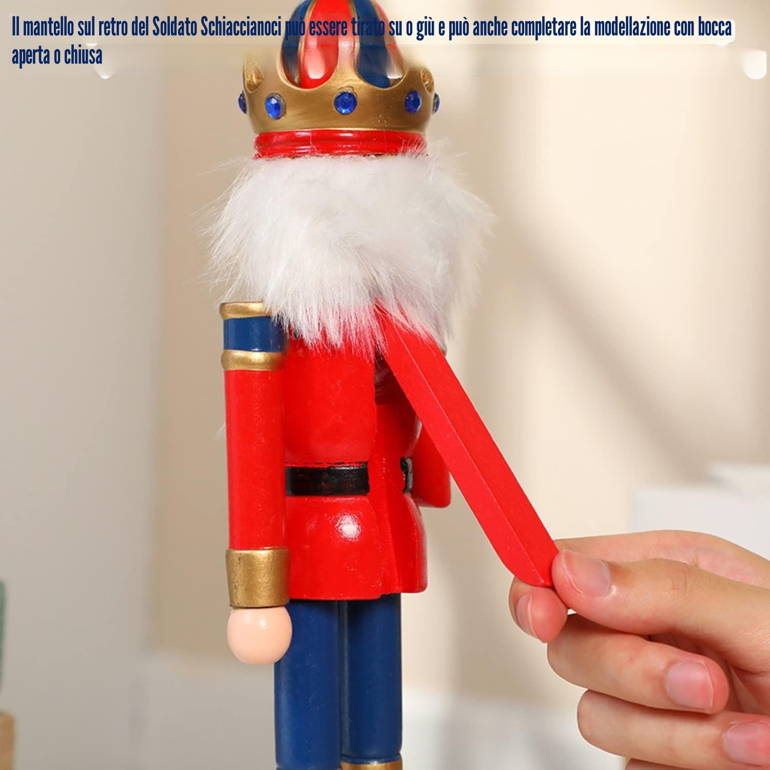 KAHEIGN 2 Pezzi Soldati Schiaccianoci di Legno, 2 Stile 30CM Figure Tradizionali dello Schiaccianoci di Natale Soldato Dipinto in Legno di Pino Premium per Casa Camino Decorazione (Tamburo & Spada)