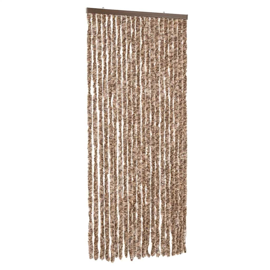 vidaXL Fly Curtain, Fly Screen for Window Living Room Doorways, Door Curtain for Decorations, Fly Blind, Beige and Dark Brown 90x220 cm Chenille