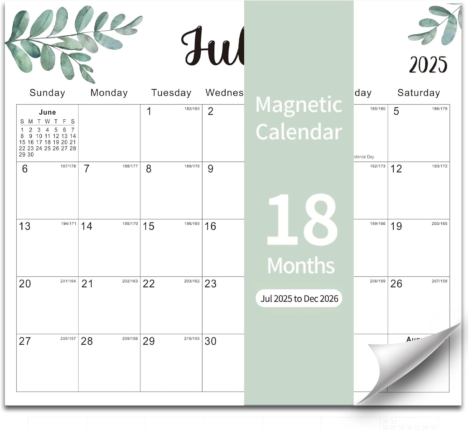 2025-2026 Magnetic Fridge Calendar 18 Monthly Magnetic Calendar for Refrigerator 2025-2026 Wall Calendar Planner Runs from July 2025 Until December 2026 Easy Organizing Markers Tearable (Nature)