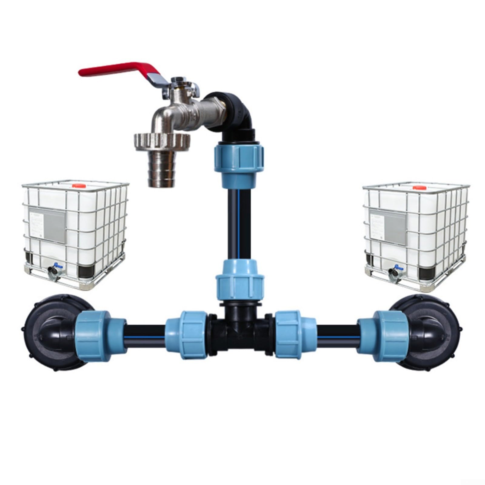 IBC - Adaptador de tanque para válvula de drenaje, conector de rosca de tanque para grifo de jardín de agua, PVC para gestión del agua y proyectos de riego (3/4 pulgadas)