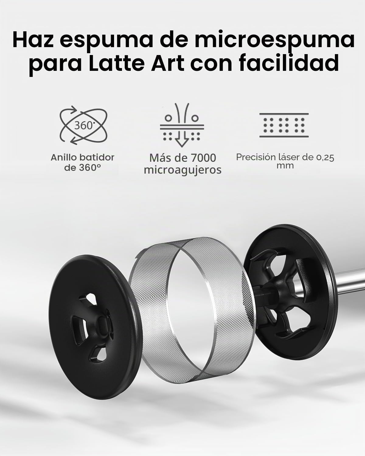 Maestri House Espumador de leche de grado barista, recargable, con control de velocidad continuo, resistente al agua IPX6, microespuma de nivel Latte Art para café con leche y flat white
