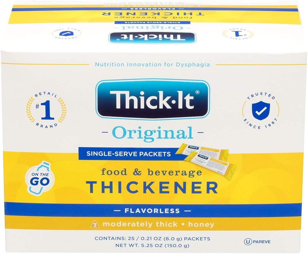 Thick-It Original Food & Beverage Moderately Thick Single-Serve Packets for Dysphagia (IDDSI), Honey Consistency, Digestible Swallowing Aid, Easy Mix & Instant Dissolve, 6g Packet (200 Pack)