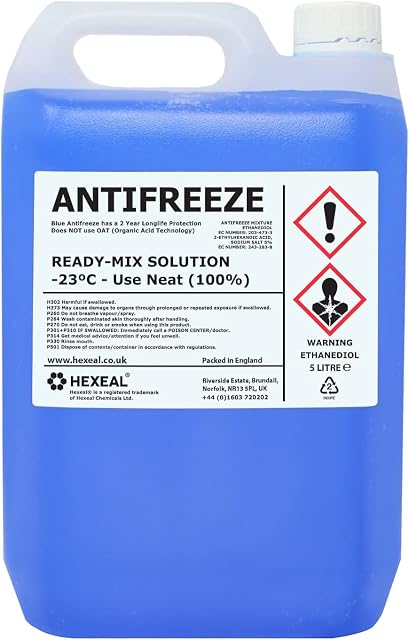 Hexeal BLUE ANTIFREEZE & COOLANT | 5L | -23ºC | Ready Mix | Longlife