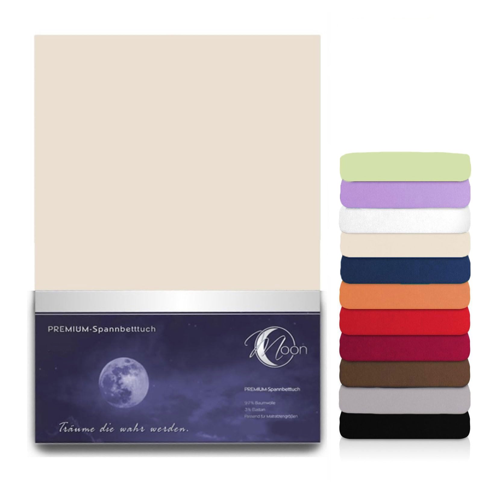 Moon Line-Platin Luxusklasse Spannbettlaken Spannbetttuch 200x220 240g/m² gezwirnte Qualität für Matratzen, Wasserbett und Boxspringbett (leinen)