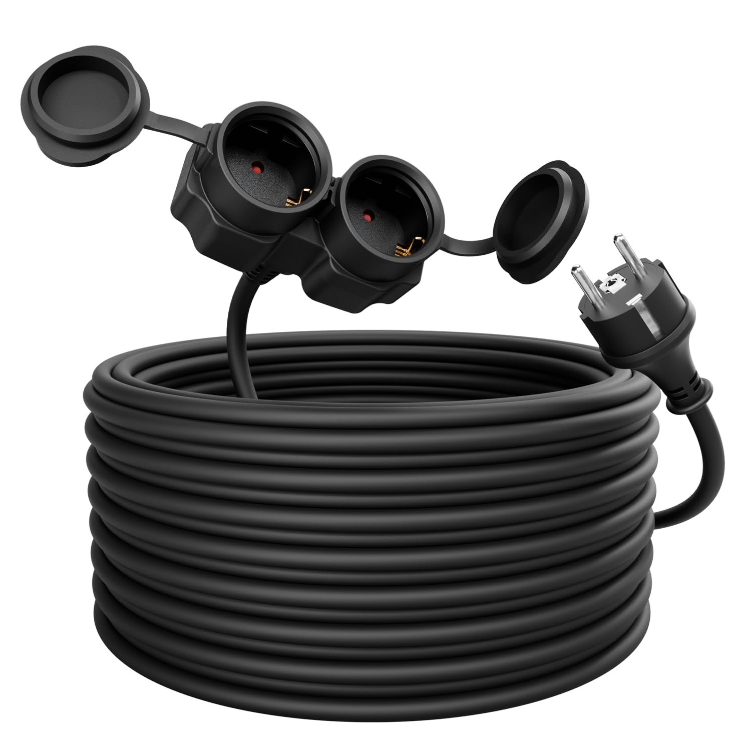 greate alargador electrico 20 Metros de 2 Tomas - Alargadera Impermeable IP44 para Áreas Exteriores - Cable electrico 3500W - Extension Lead, alargador Enchufe, alargo Enchufe, alargadores enchufes