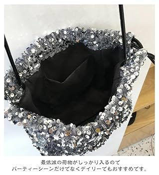 スパンコールバッグ　ショルダー　シルバー ショルダーバッグ バッグ sequins chain shoulder bag
