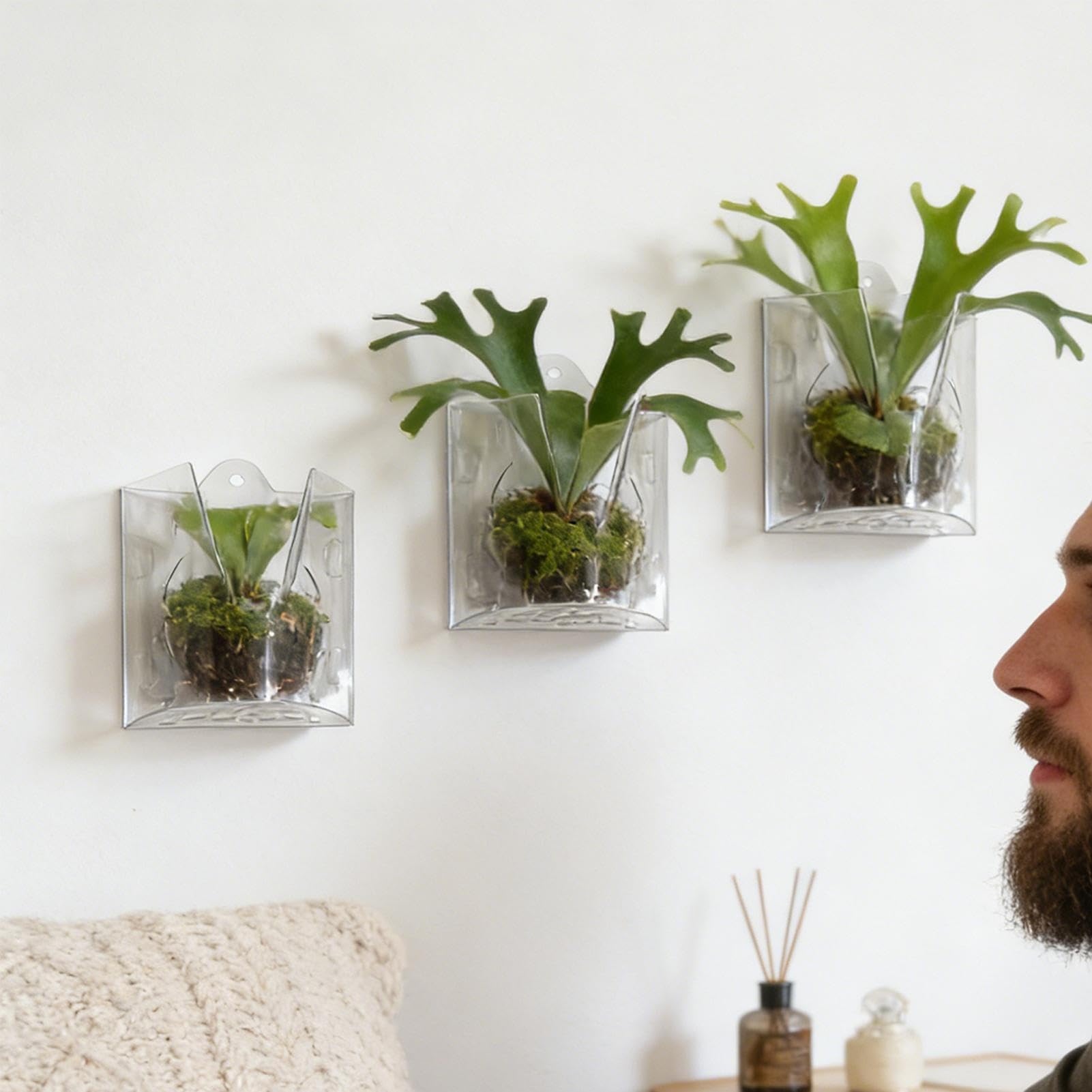 Staghorn Fern zestaw desek montażowych, 3 sztuki, drewniana donica ścienna, łatwy montaż, pionowa konstrukcja oszczędzająca miejsce do storczyków i roślin wiszących