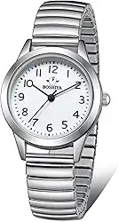 Women's Stretch Band Watch Easy Reader 30mm Analog Quartz with Stainless Steel Elastic Strap Waterproof Ladies Wristwatch Gold/Silver