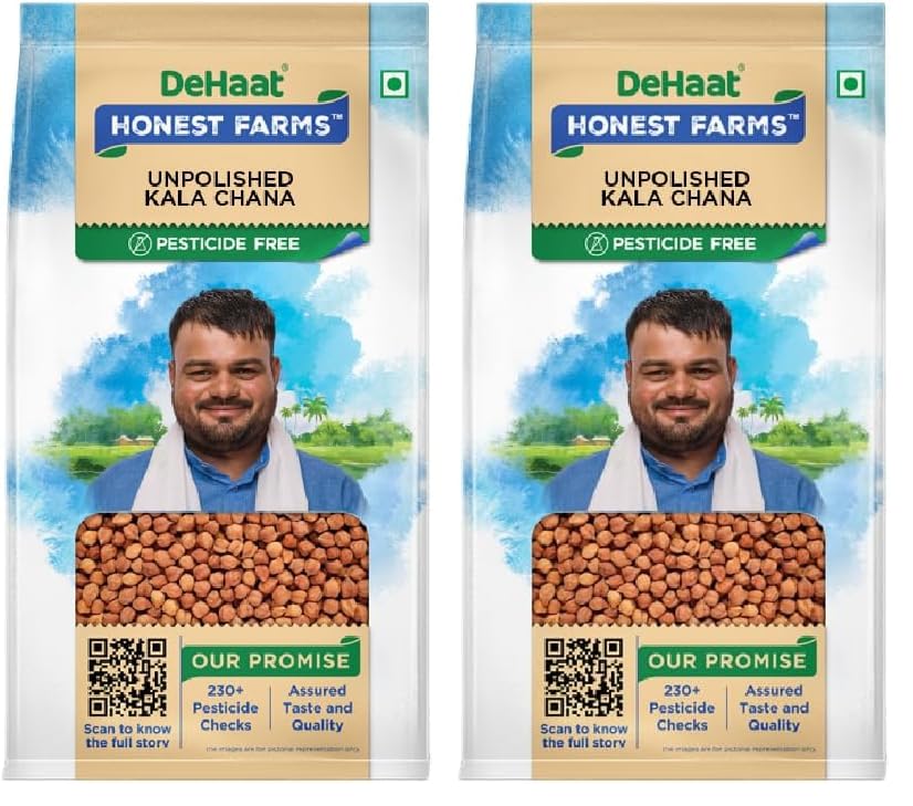 Image of DeHaat Honest Farms Pesticide Free Unpolished Kala Chana 1 KG (Pack of 2)