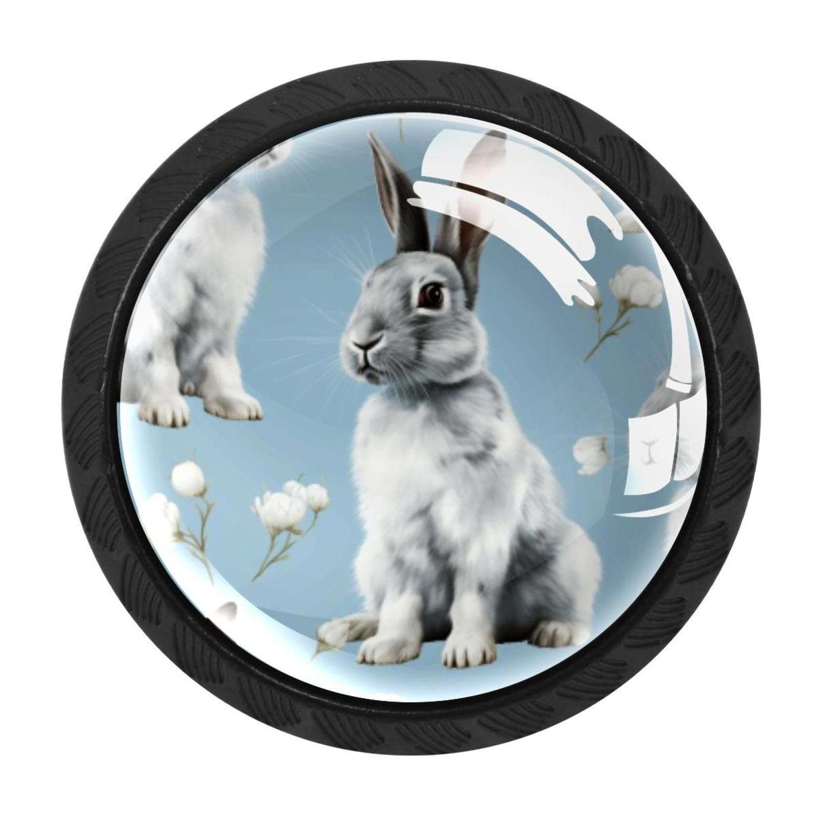 Chenzzzz Multicolored 07 4 Pcs Rabbit Bunny Cabinet Knobs Crystal Drawer Pulls For Kitchen, Bathroom Cabinet, Dresser And Cupboard