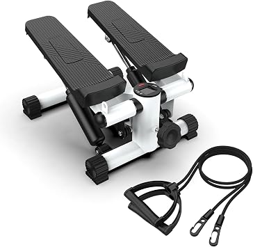 Mini Steppers for Exercise at Home, Stair Steppers Machine with Resistance Band, Hydraulic Fitness Stepper Exercise Home Workout Equipment for Full Body Workout