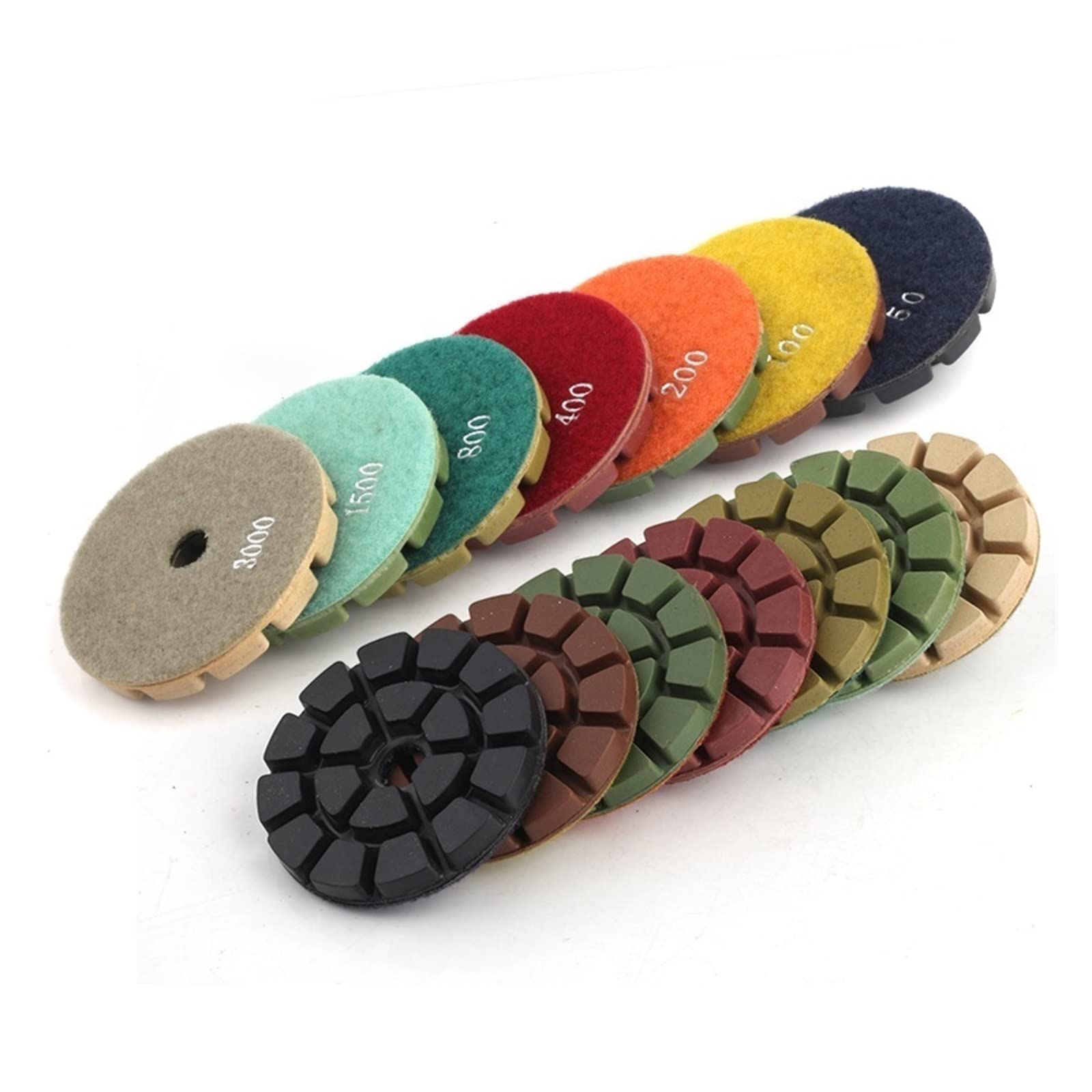 CAREG 7 Piezas/Juego 4quot;Almohadillas de Pulido de Suelo de Diamante, Pulido de Suelo Blanco, Apto for pulidor, Piedra, Herramienta abrasiva de hormigón Durable (Color : 800, Siz