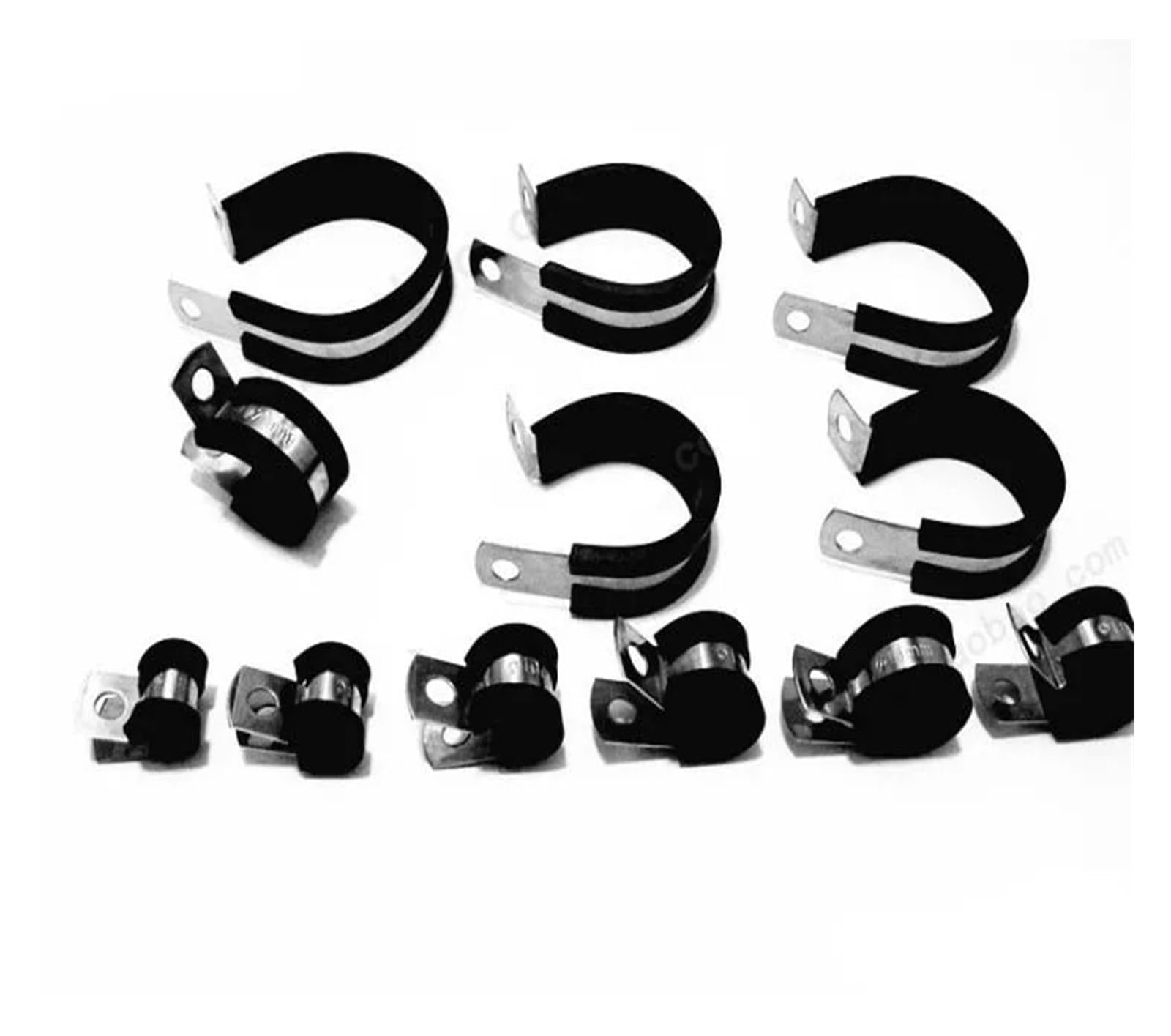 P-Clips Metal Wire Cable Conduit Clamps, Steel Hose Clamp P-Type 6-60mm Inner Dia Stainless Rubber Cushion(48mm X 20pcs)