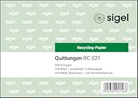 SIGEL RC021 Quittungsblock A6 quer, aus Recycling-Papier, 100 Blatt