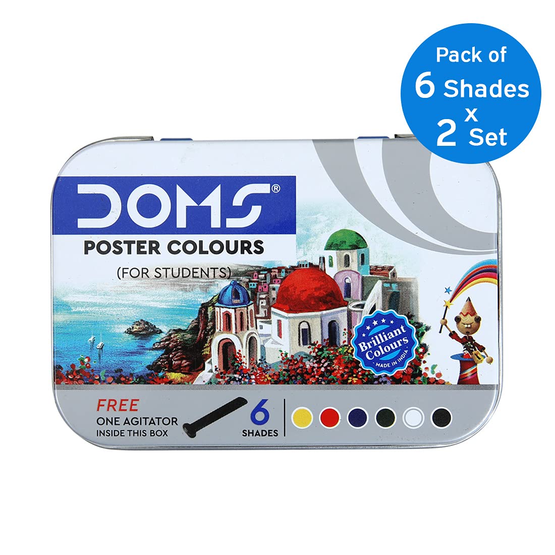 Doms Non-Toxic Poster Colour Set in Tin Box (6 Assorted Shades x 2 Set) - Image 2 thumbnail