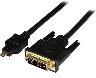 StarTech. Com cabo Micro HDMI para DVI de 3 pés (1 m) – Cabo adaptador Micro HDMI para DVI – Dispositivo Micro HDMI tipo D para DVI-D Single Link Monitor/Display/Projetor Cabo conversor de vídeo – Durável (HDDDVIMM1M)