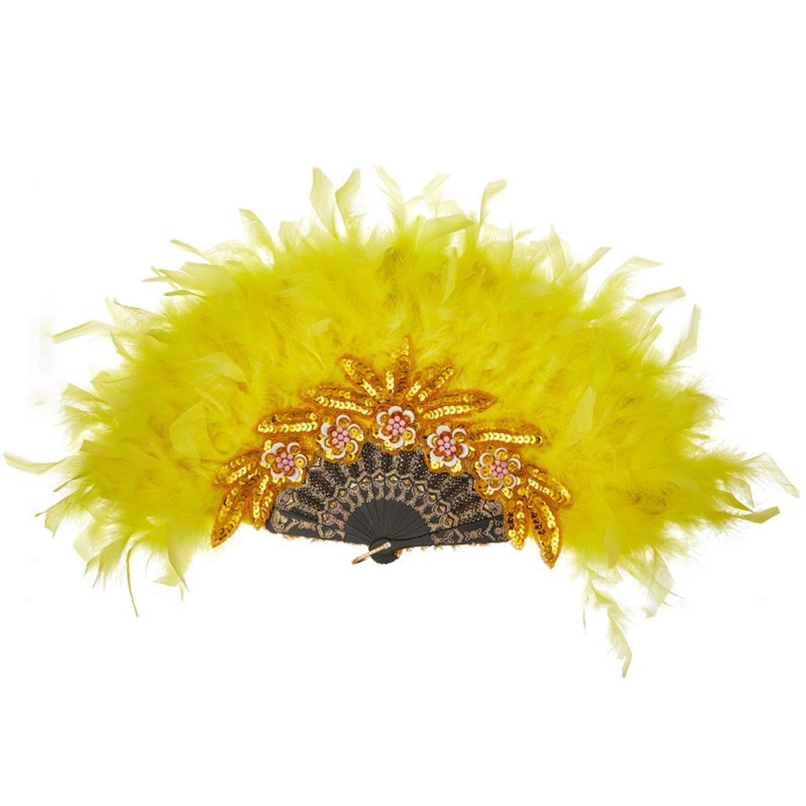 PANGBOER Foldings Hand Fan Embossed Flower Wedding Favor Feather Fan for Costume Props Dancing Show Party Decorations Dance