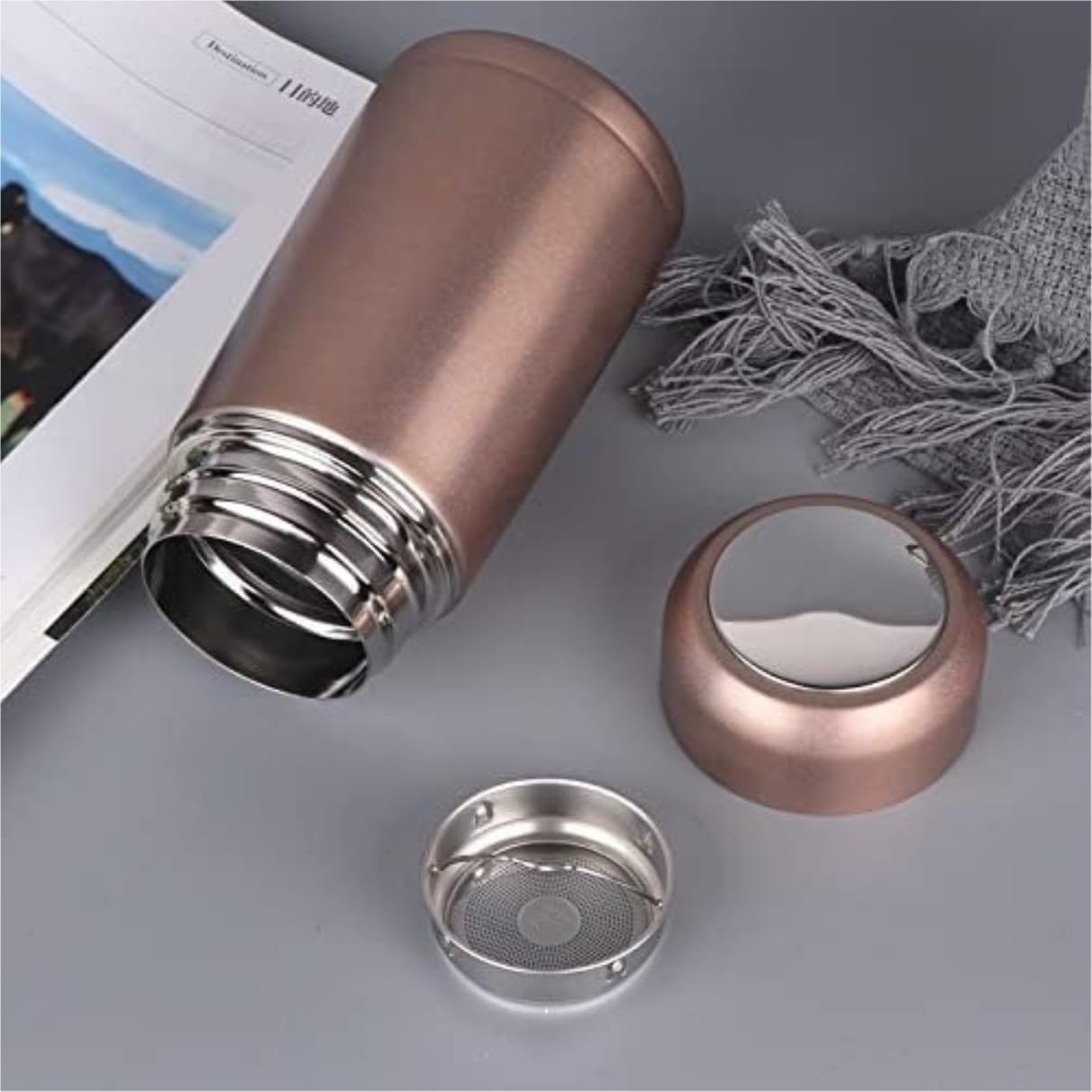 Borraccia Simpatico Thermos per Thermos in Acciaio Inox, Tazza da Viaggio per Acqua, Thermos per tè da Ufficio Water Bottle(Blue,Silver)