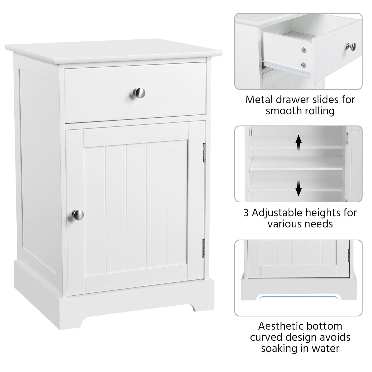 Yaheetech Set 2 Comodini Bianchi con Cassetto e Anta 40 × 35 × 60 cm | Armadietto Moderno Salvaspazio Compatto, Versatile Utilizzo Multi-Ambiente, Utilizzabile in Camera e Soggiorno Casa