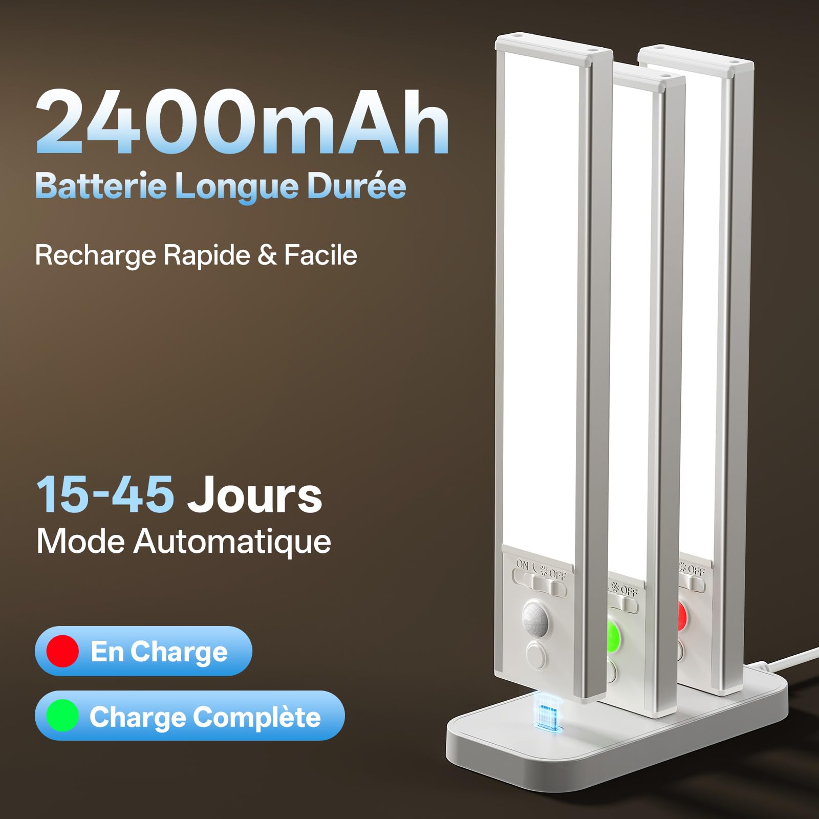 Lampe Led avec Détecteur de Mouvement, Lumière Blanc Froid 6500 K