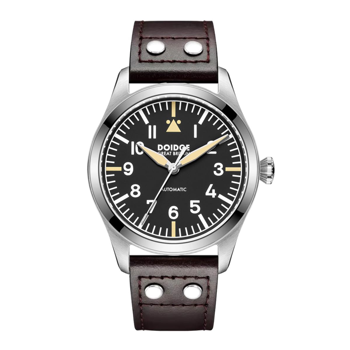 Boyarca Reloj piloto mecánico de movimiento automático, reloj de pulsera Flieger para buceo, relojes de cristal de zafiro para hombre
