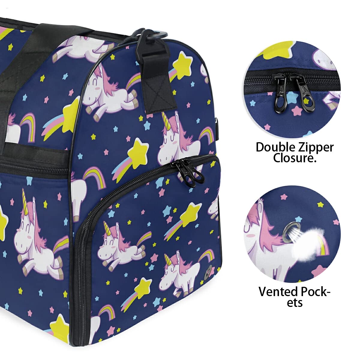 Étoile De Danse Licorne Bleue Sac de Sport de Natation de Sport avec Compartiment À Chaussures Sacs de Sport À Bandoulière Sac À Main pour Voyage Femmes Filles