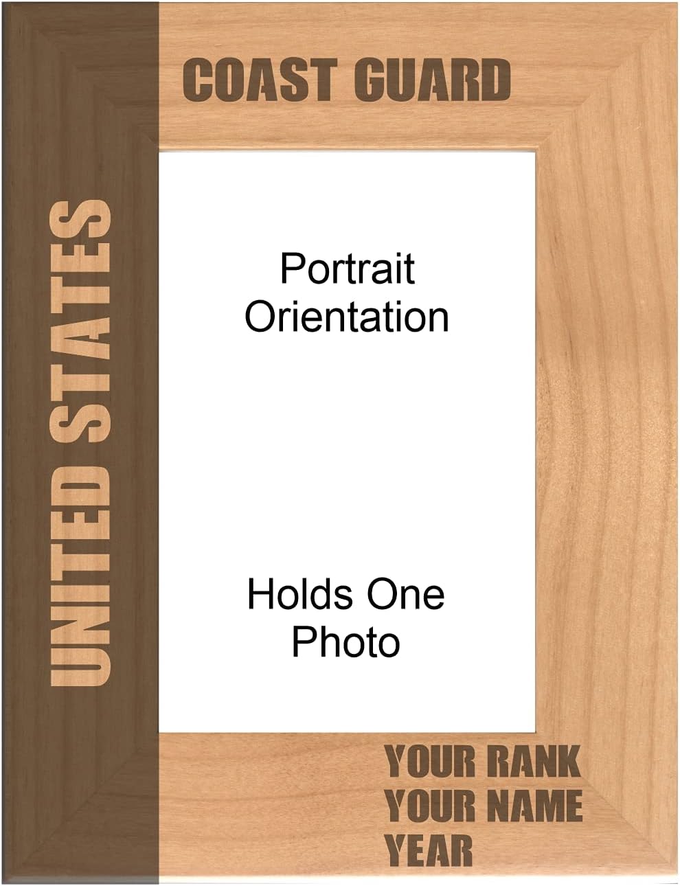 Personalized Military Gifts United States Coast Guard Engraved Natural Wood Picture Frame Custom Text Veterans Day